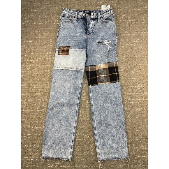 Hollister Denim - Hollister 0R W 24 L 27 Women’s Jeans Distressed Patchwork Ultra, High-Rise Mom